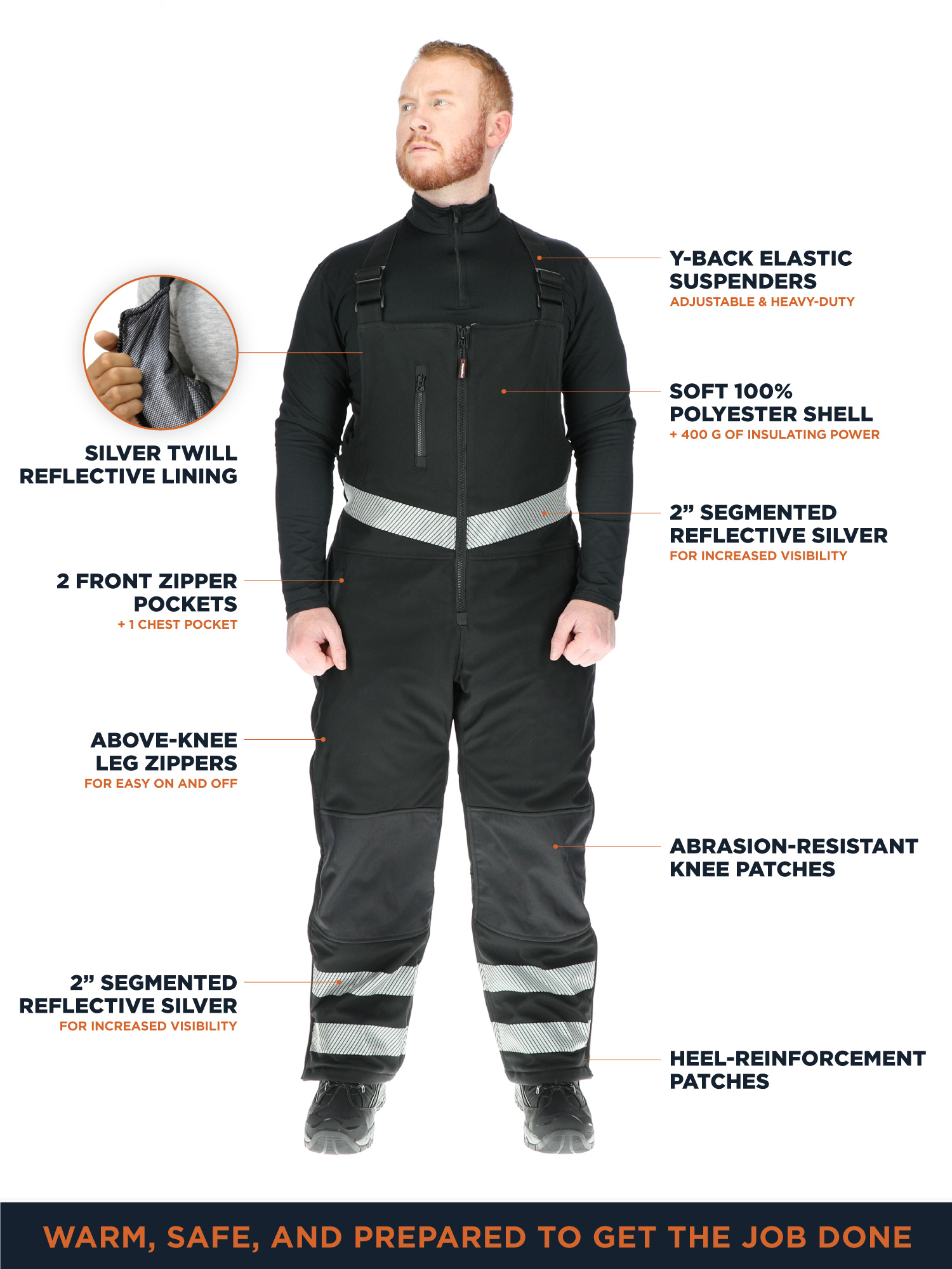 Insulated Softshell Enhanced Visibility Bib Overalls