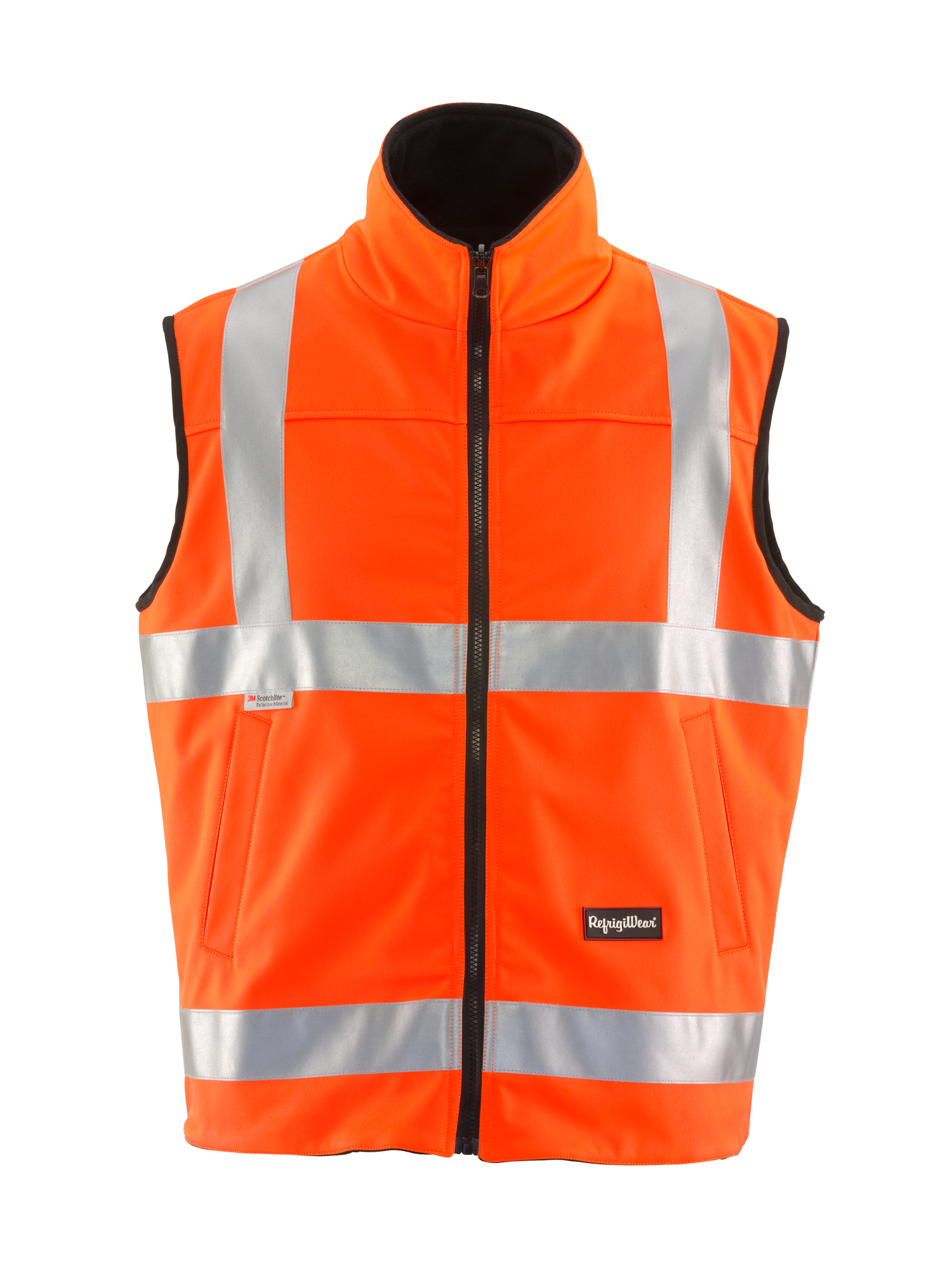 RefrigiWear HiVis Reversible Softshell Vest | Orange | Fit: Big & Tall | 100% Polyester | S