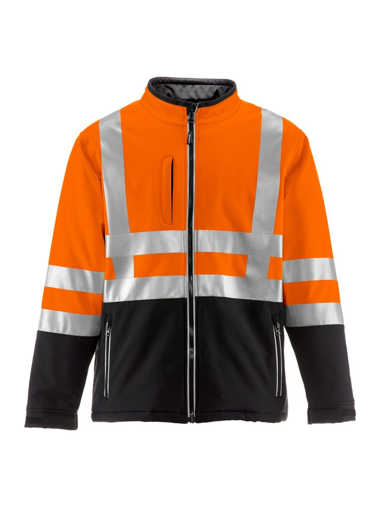 RefrigiWear HiVis Insulated Softshell Jacket Lightweight Orange/Black Fit: Big & Tall XL