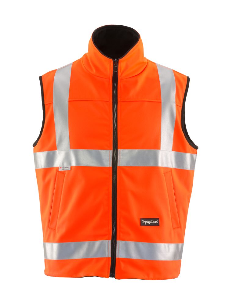 RefrigiWear HiVis Reversible Softshell Vest | Orange | Fit: Big & Tall | 100% Polyester | M