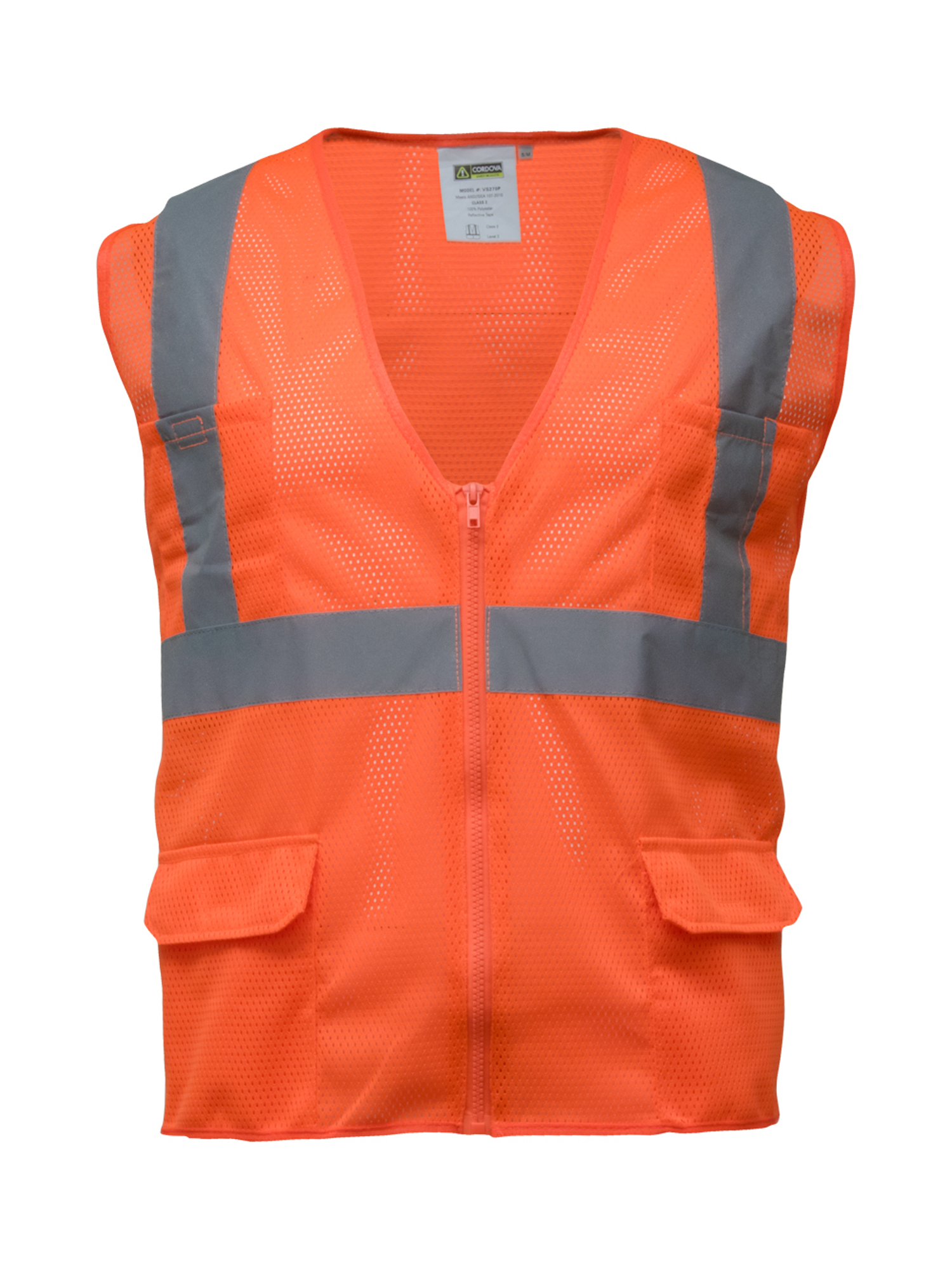 RefrigiWear Zipper Mesh Safety Vest | Orange | Fit: Big & Tall | Ragg Wool/Fabric | M