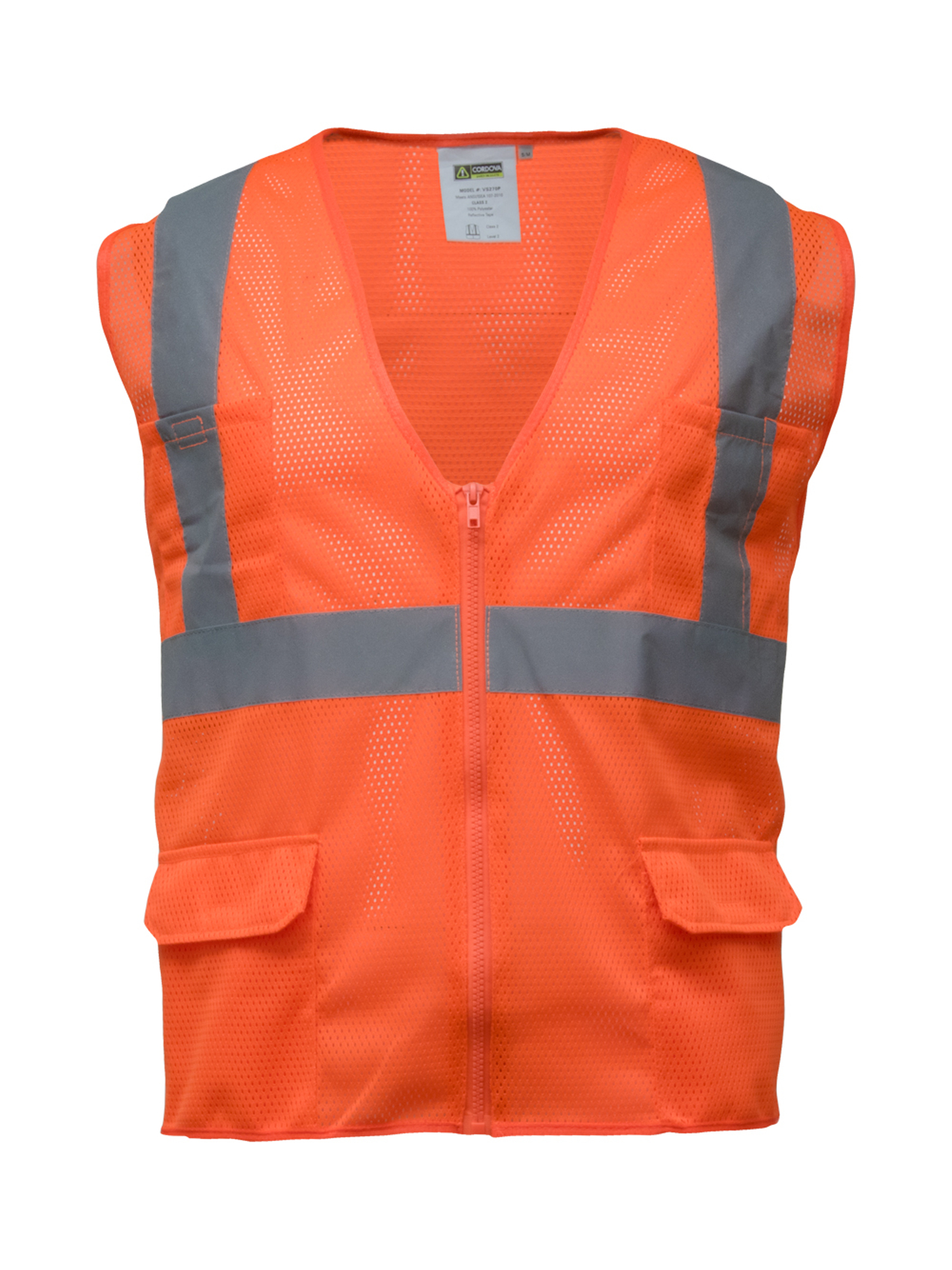 RefrigiWear Zipper Mesh Safety Vest | Orange | Fit: Big & Tall | Ragg Wool/Fabric | 2XL