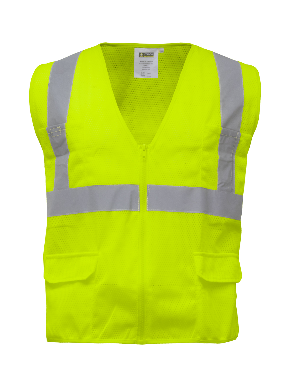 RefrigiWear Zipper Mesh Safety Vest | Lime | Fit: Big & Tall | Ragg Wool/Fabric | M