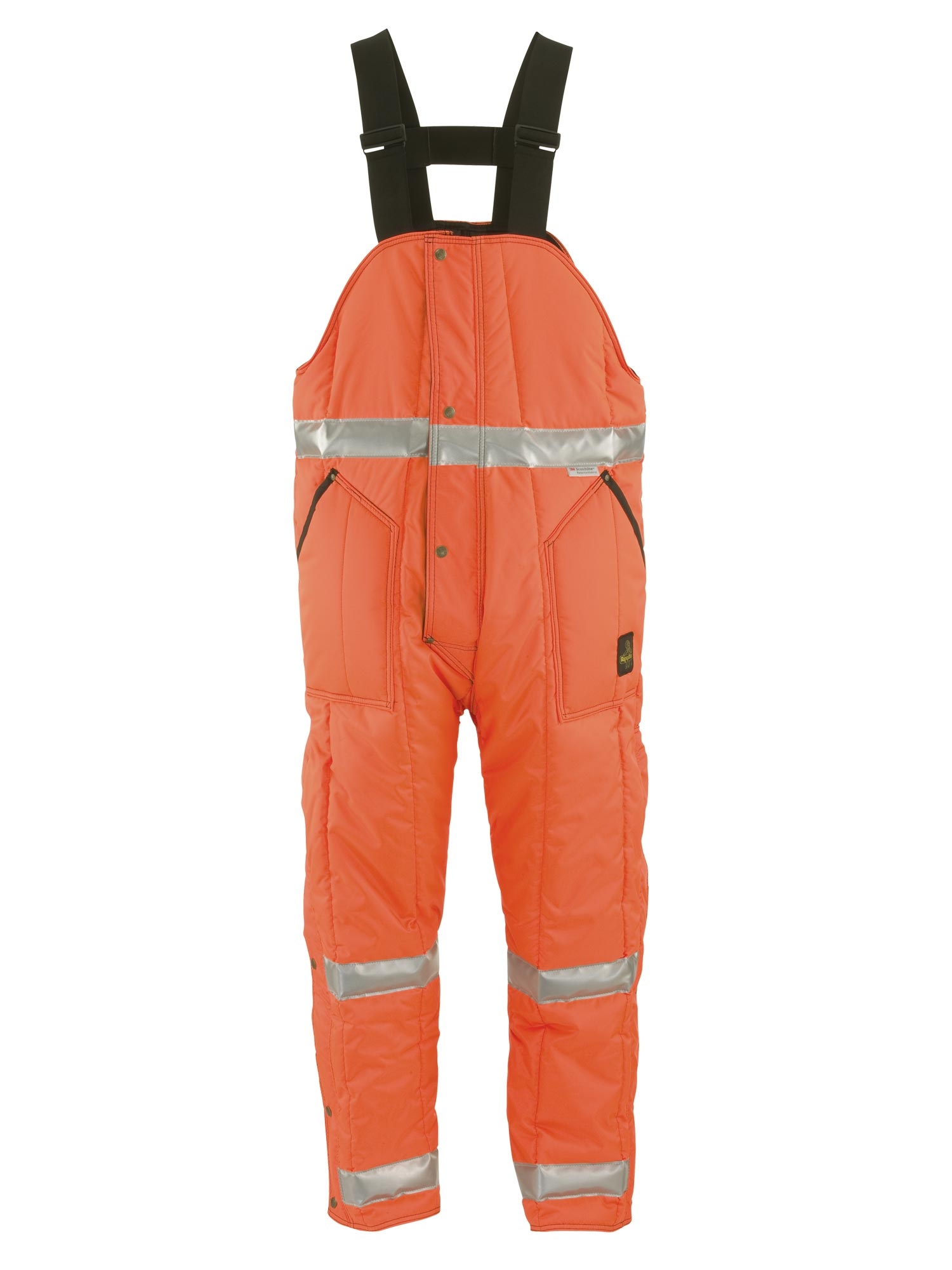 RefrigiWear HiVis Iron-Tuff® Bib Overalls with Reflective Tape | Orange/Silver | Fit: Big & Tall | Ragg Wool/Polyester/Nylon | S