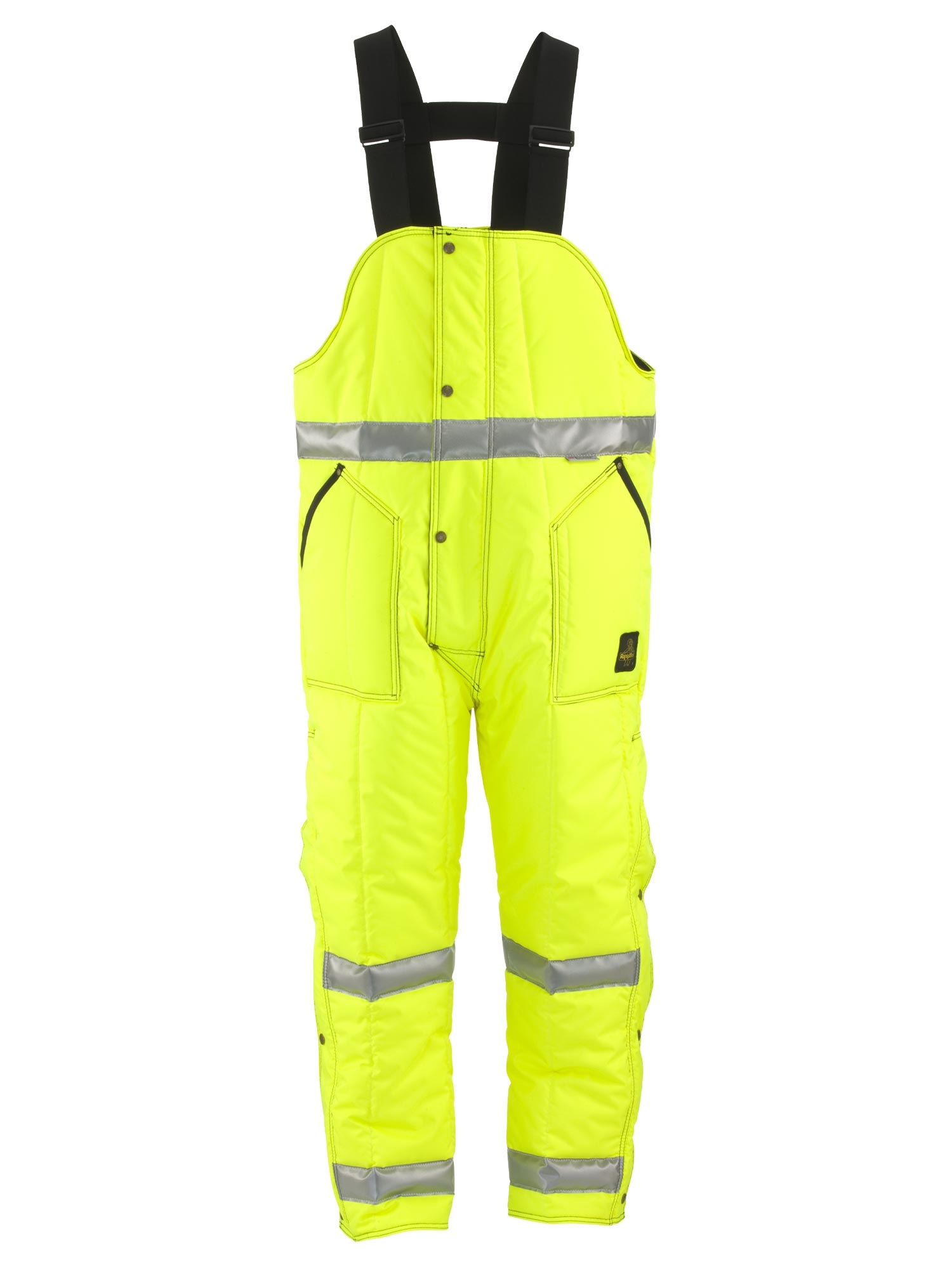 RefrigiWear HiVis Iron-Tuff® Bib Overalls with Reflective Tape | Lime/Silver | Fit: Big & Tall | Ragg Wool/Polyester/Nylon | M