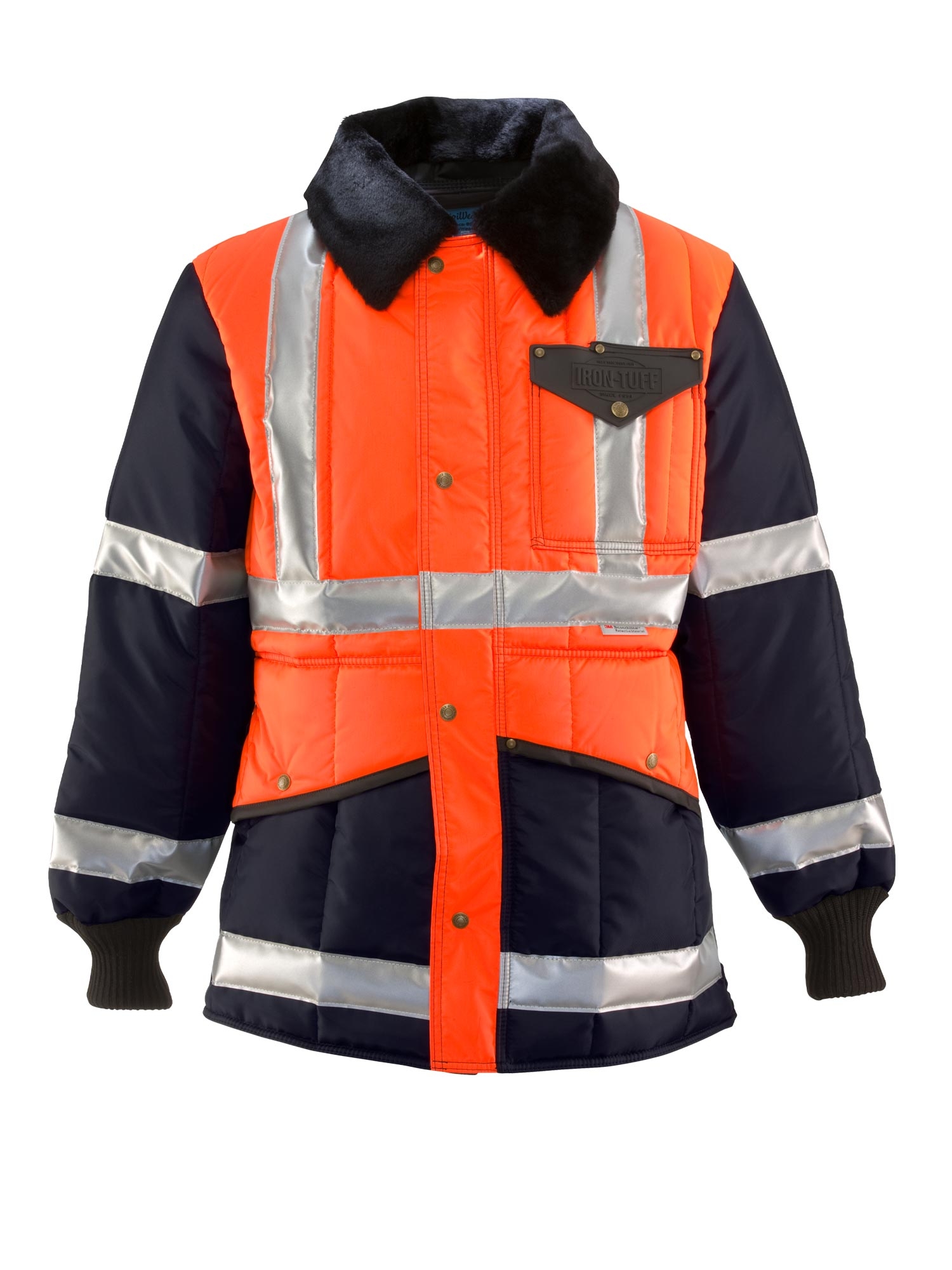 RefrigiWear HiVis Iron-Tuff Two-Tone Jackoat Orange/Navy Fit: Big & Tall M