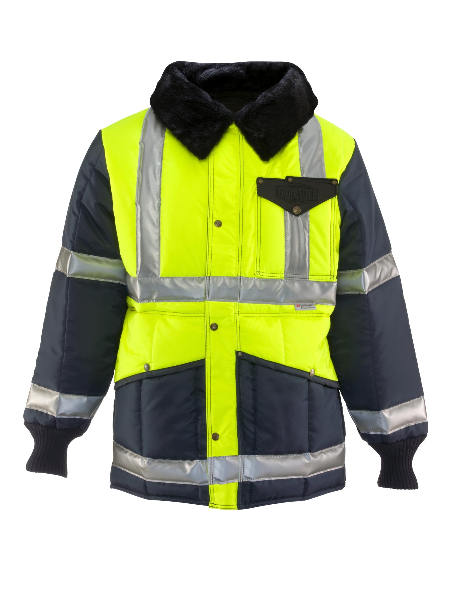 RefrigiWear HiVis Iron-Tuff Two-Tone Jackoat Lime/Navy Fit: Big & Tall L