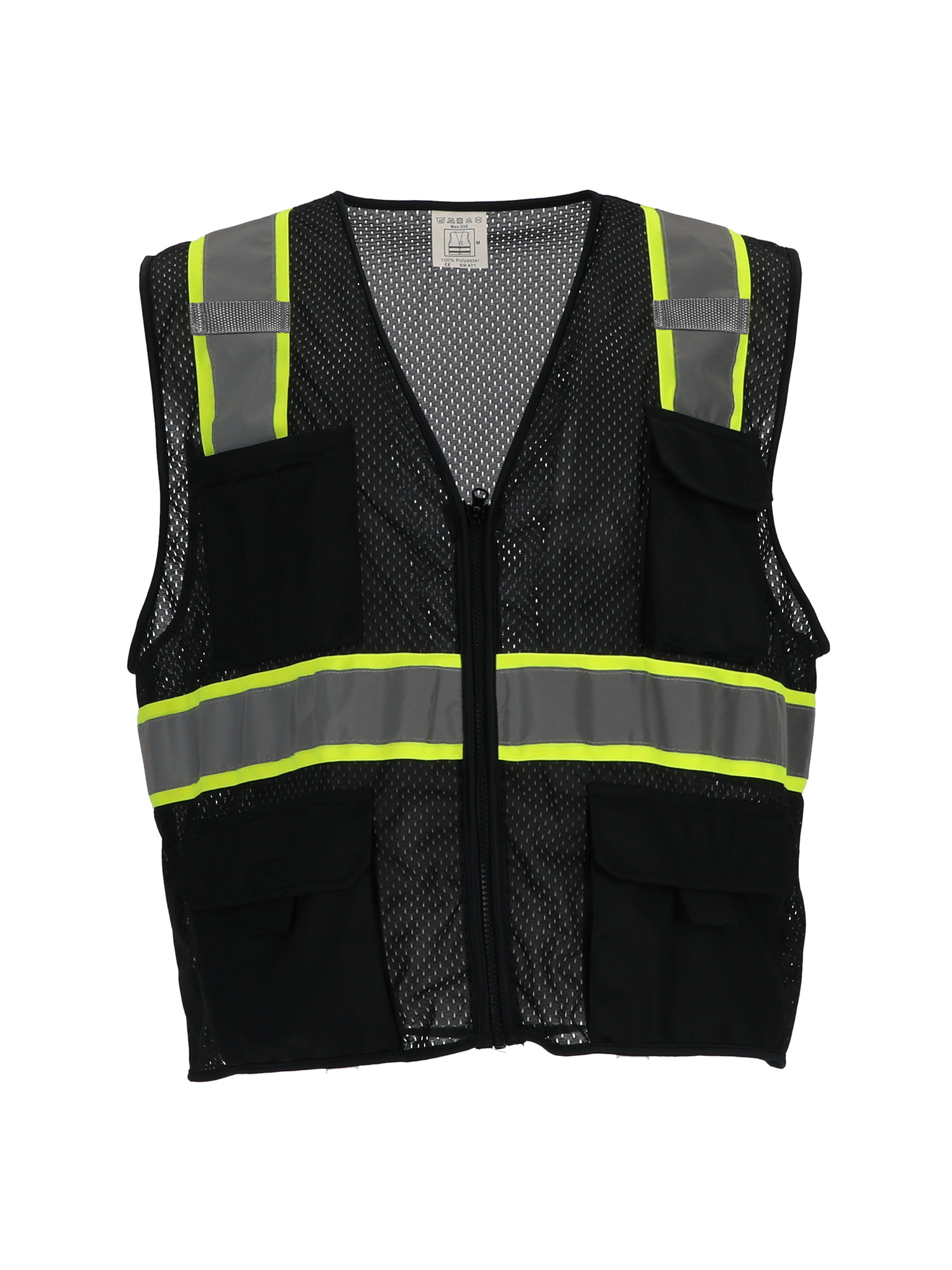 RefrigiWear Safety Vest with Pockets & Radio Loop Black Fit: Big & Tall L