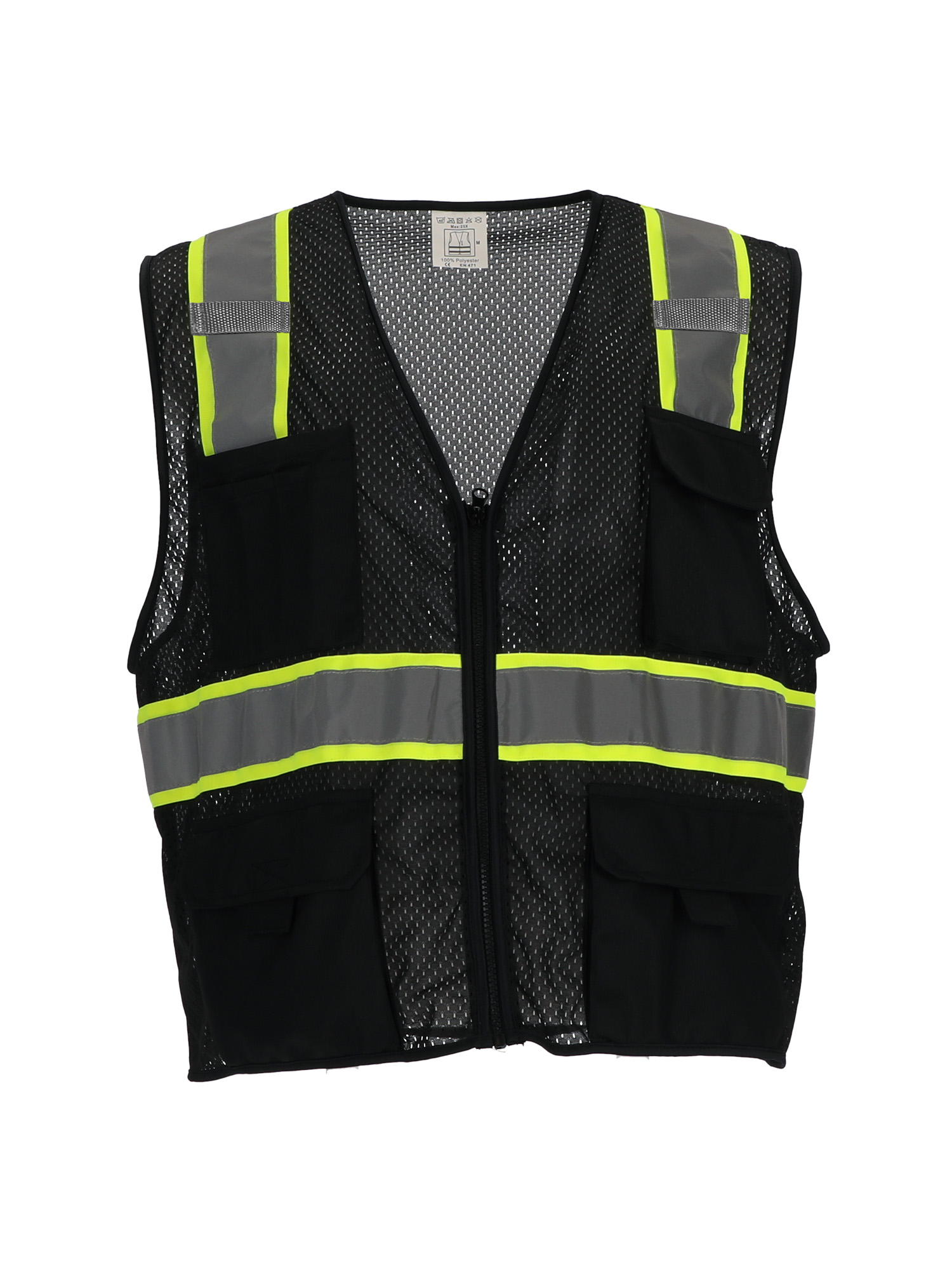 RefrigiWear Safety Vest with Pockets & Radio Loop | Black | Fit: Big & Tall | Ragg Wool/Fabric | L