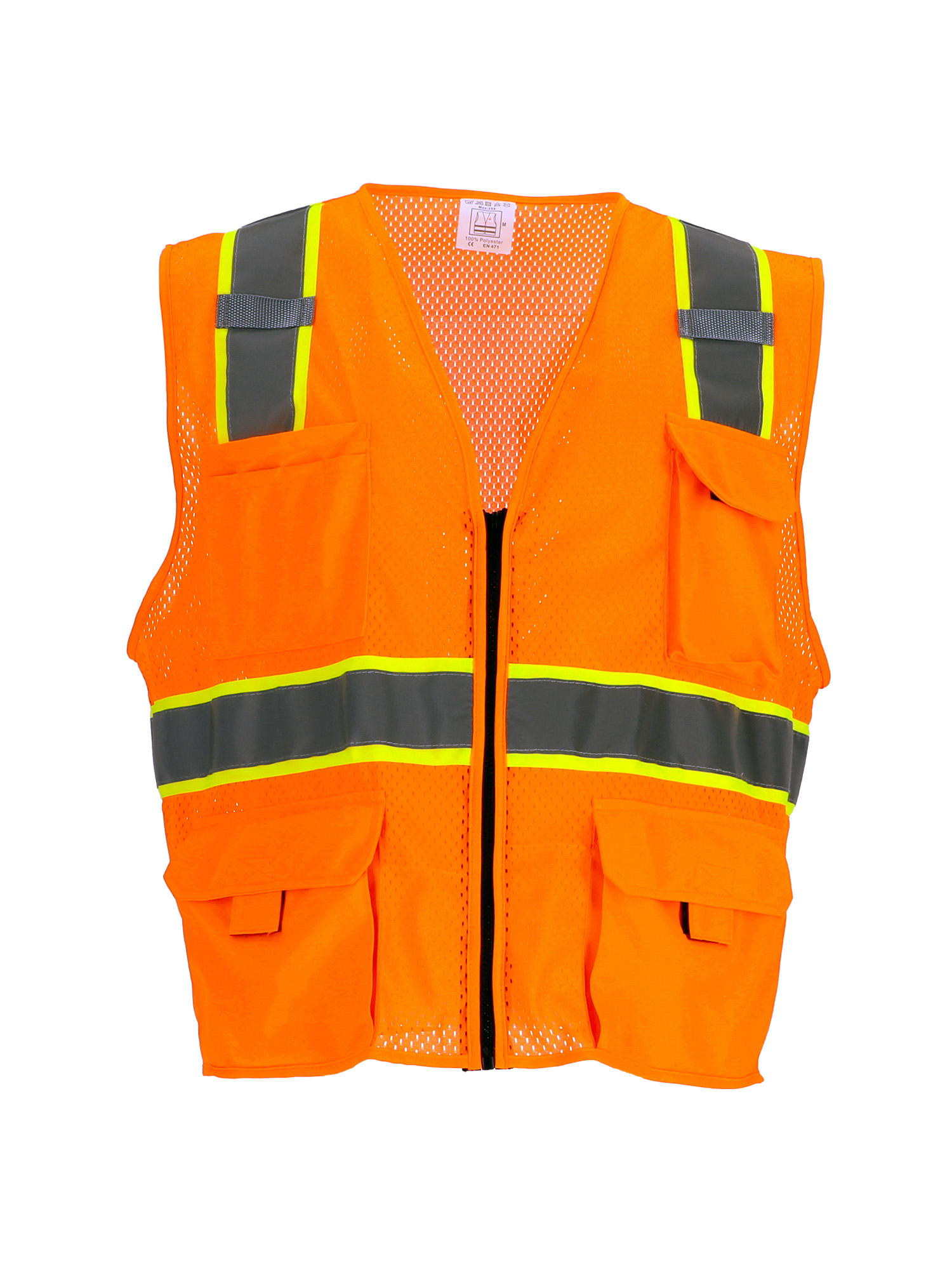 RefrigiWear Safety Vest with Pockets & Radio Loop | Orange | Fit: Big & Tall | Ragg Wool/Fabric | XL