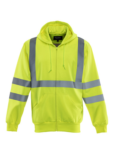 RefrigiWear HiVis Hooded Sweatshirt | Lime | Fit: Big & Tall | Ragg Wool/Polyester/Fleece | 2XL