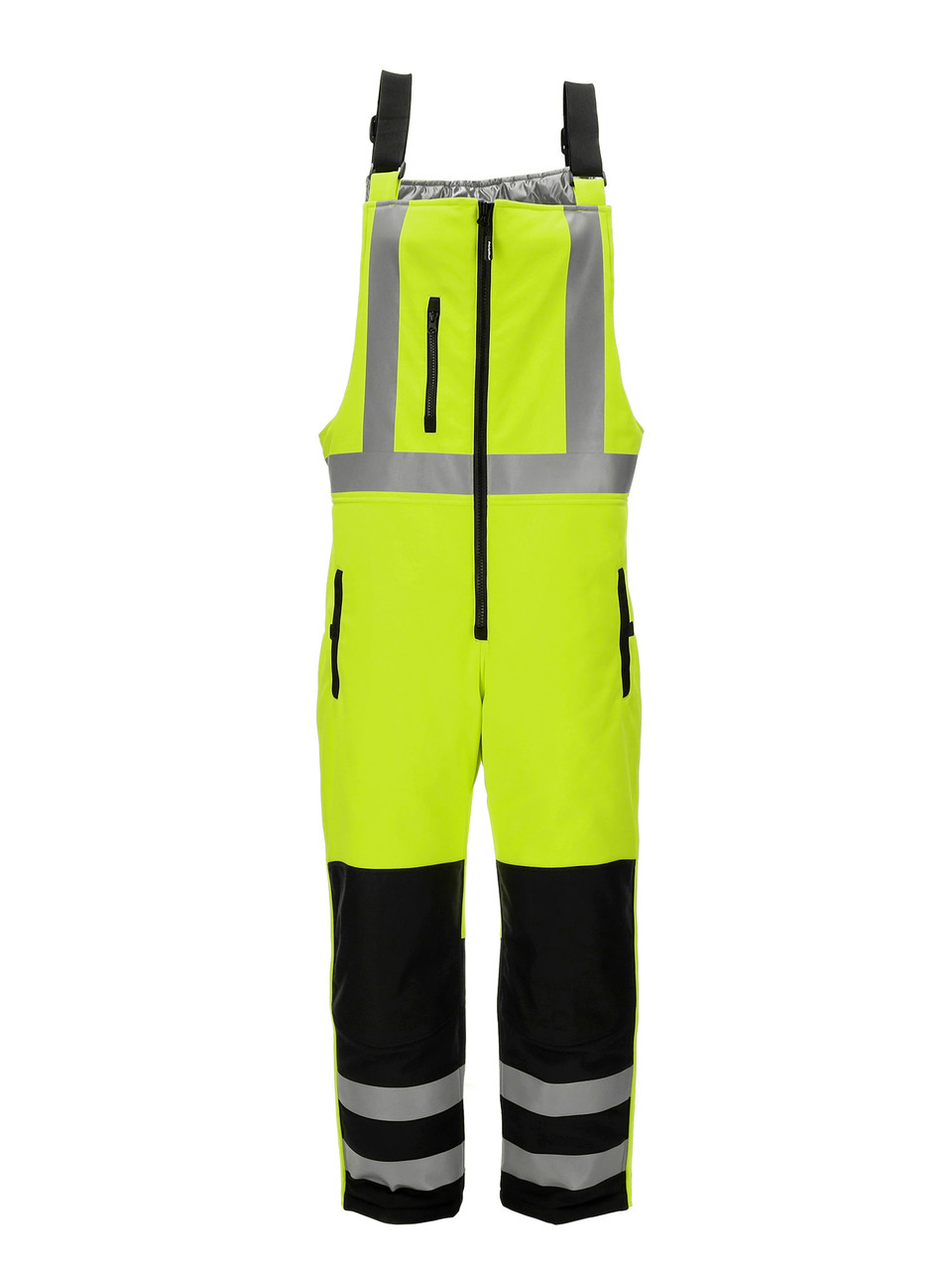RefrigiWear HiVis Insulated Softshell High Bib Overalls | Lime/Black | Fit: Big & Tall | 100% Polyester | S
