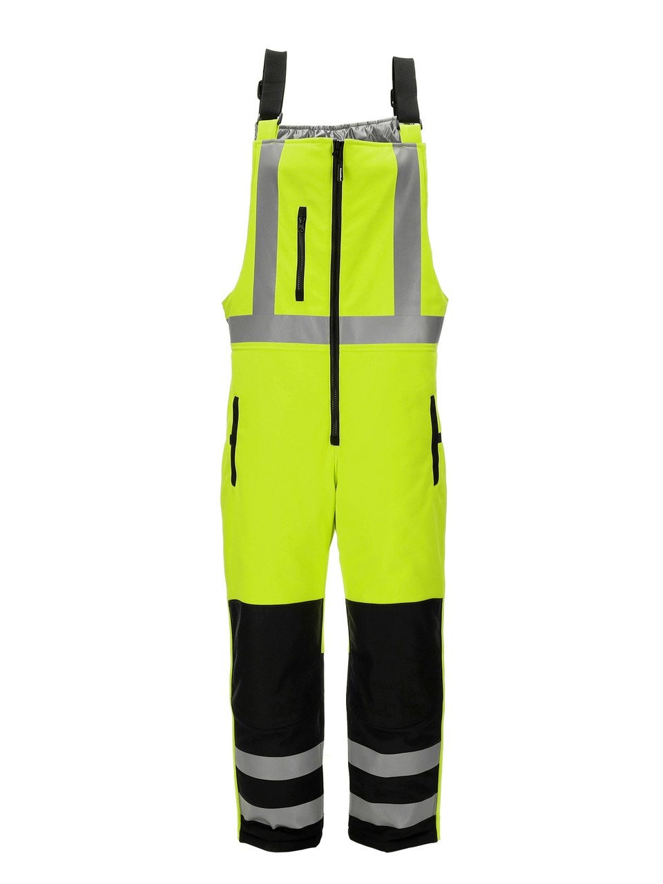 RefrigiWear HiVis Insulated Softshell High Bib Overalls | Lime/Black | Fit: Big & Tall | 100% Polyester | M