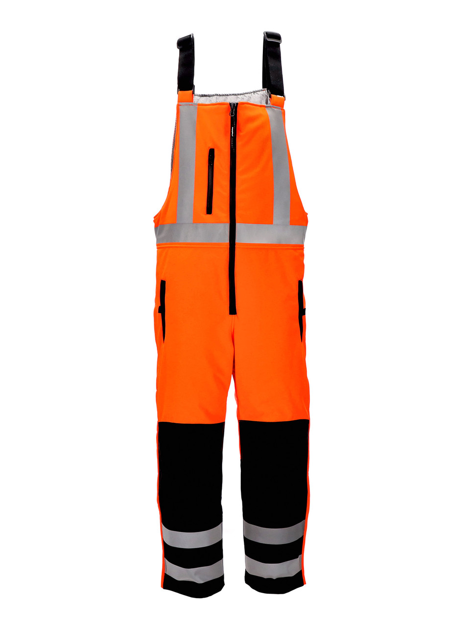 RefrigiWear HiVis Insulated Softshell High Bib Overalls Orange/Black Fit: Big & Tall M