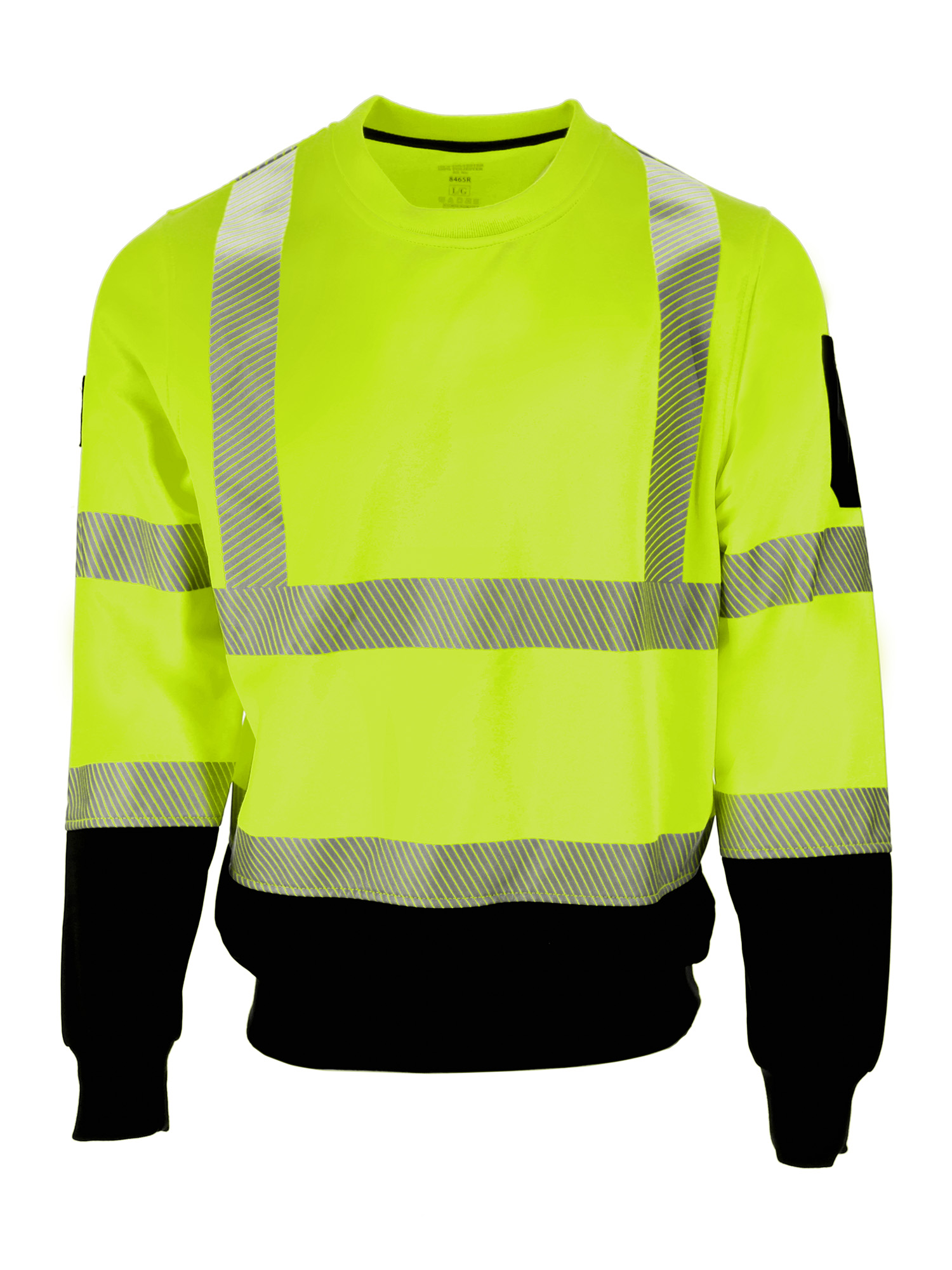 RefrigiWear HiVis Crewneck Sweatshirt with Reflective Tape | Lime | Fit: Big & Tall | Ragg Wool/Polyester/Fleece | S