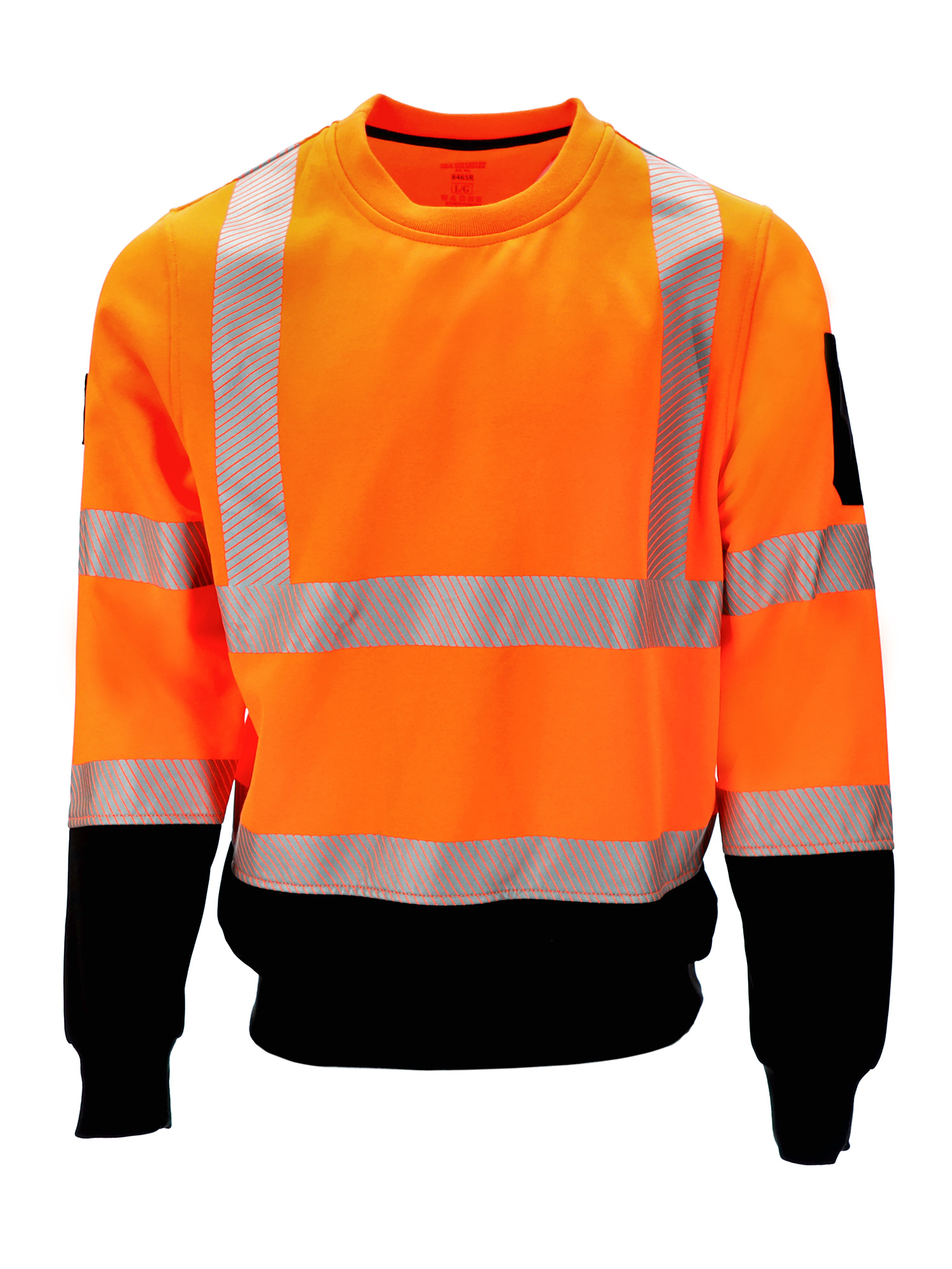 RefrigiWear HiVis Crewneck Sweatshirt with Reflective Tape | Orange | Fit: Big & Tall | Ragg Wool/Polyester/Fleece | S