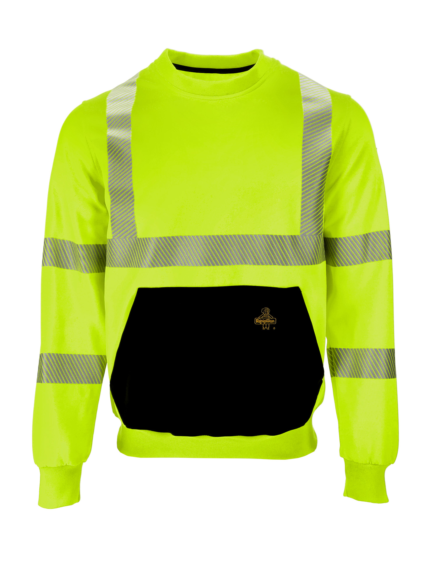 RefrigiWear HiVis Crewneck Sweatshirt | Lime | Fit: Big & Tall | Ragg Wool/Polyester/Fleece | S