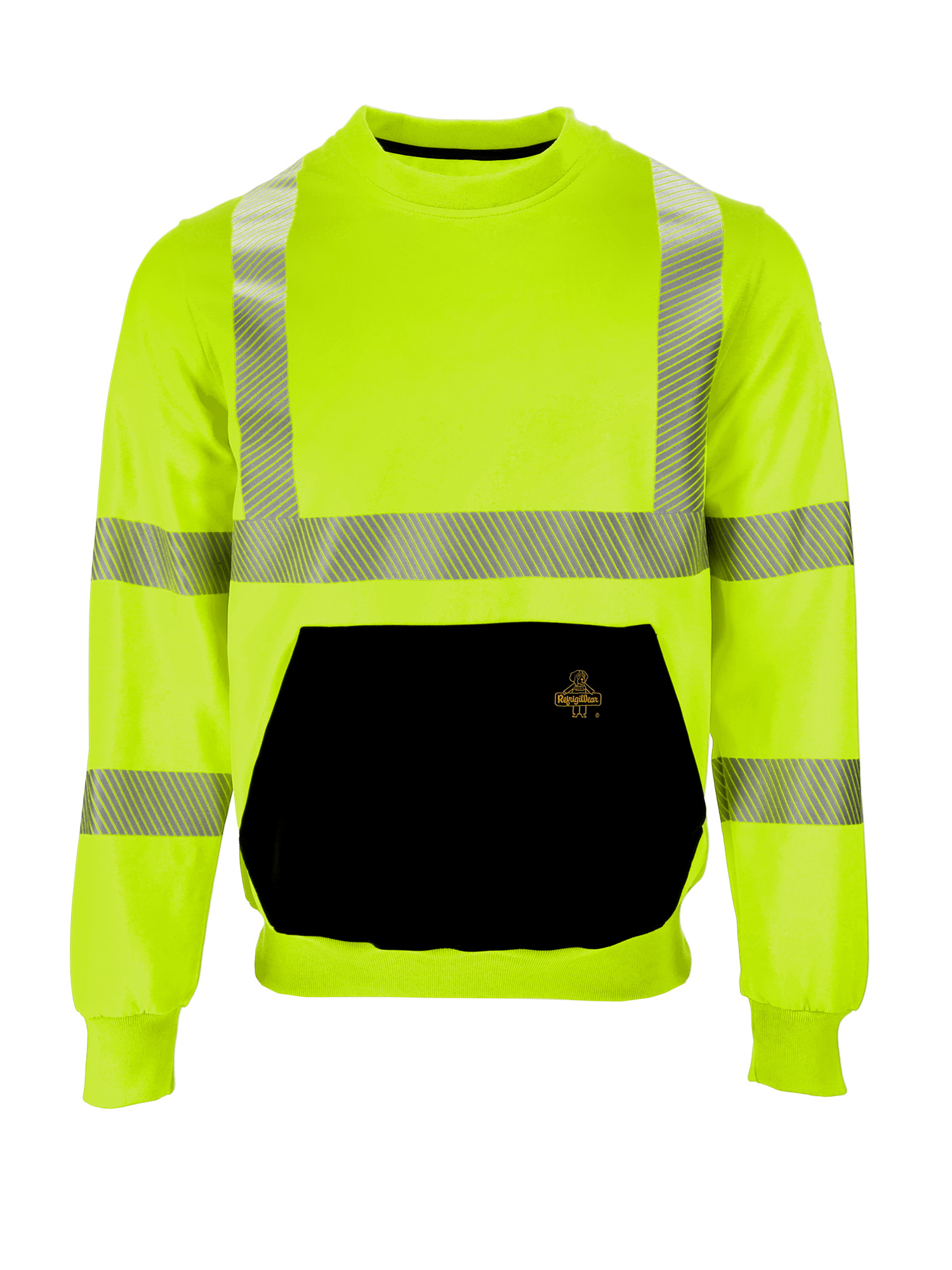 RefrigiWear HiVis Crewneck Sweatshirt Lime Fit: Big & Tall S
