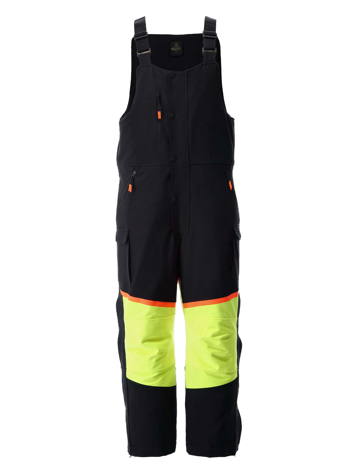RefrigiWear FrostFlex Insulated Bib Overalls Black/Lime Fit: Big & Tall M
