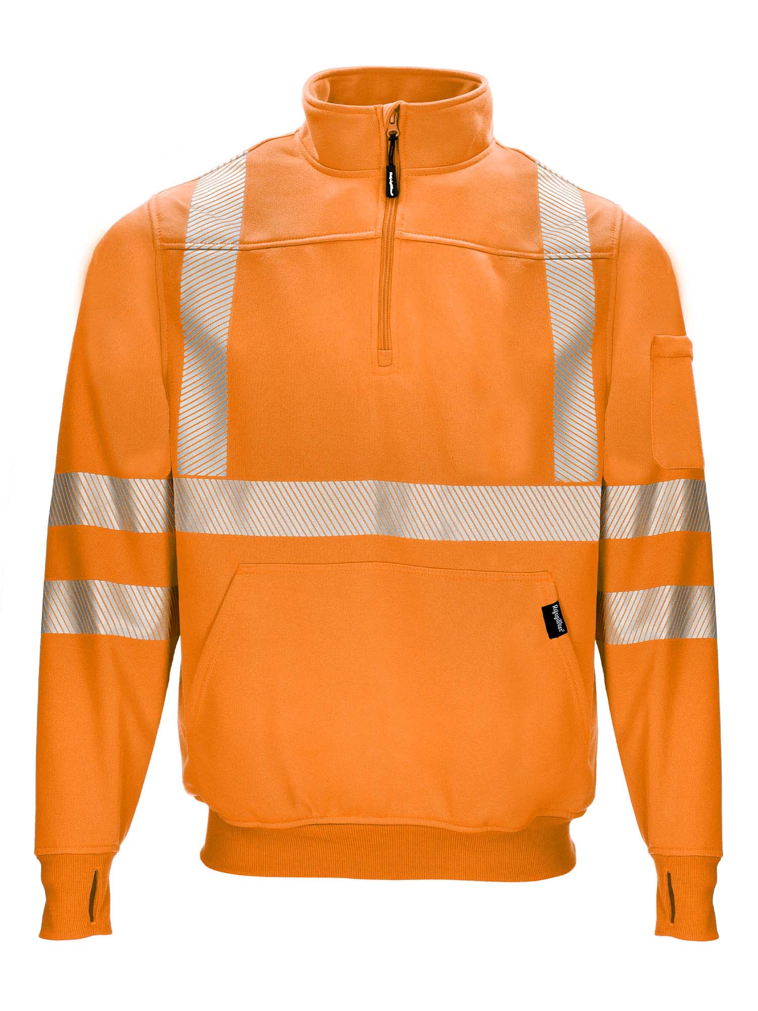 RefrigiWear HiVis Quarter-Zip Sweatshirt Orange Fit: Big & Tall XL