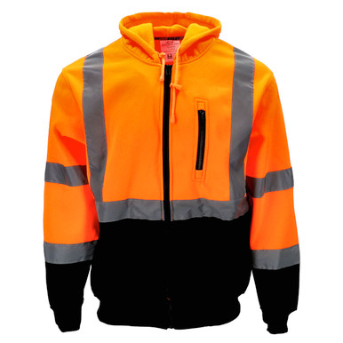Avaska HiVis Two-Tone Hooded Full-Zip Sweatshirt | Orange/Black | M