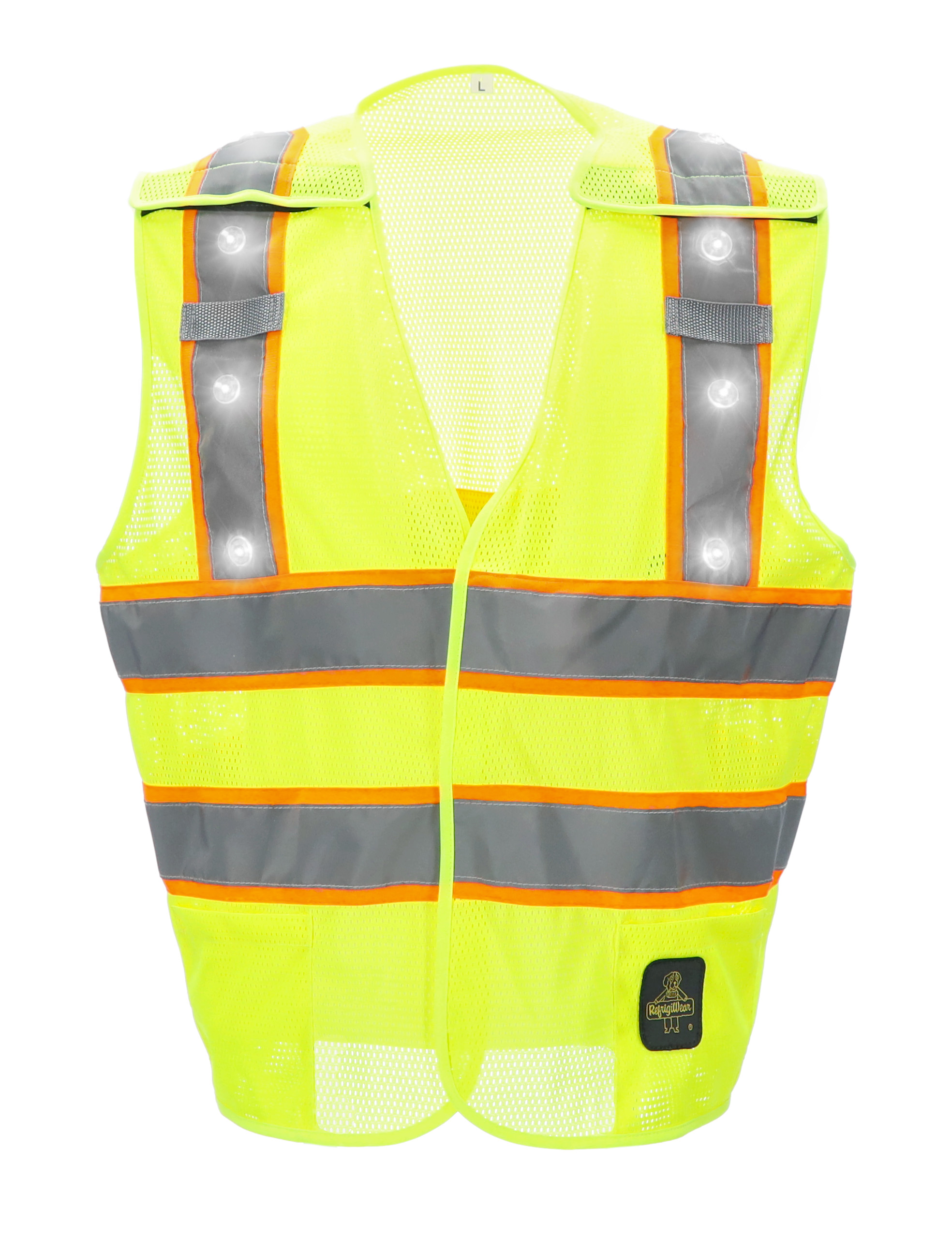 RefrigiWear HiVis Safety Vest with LED Lights Lime Fit: Big & Tall L