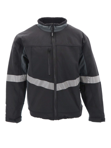 RefrigiWear Enhanced Visibility Insulated Softshell Jacket | Black/Charcoal | Fit: Big & Tall | 100% Polyester | 2XL