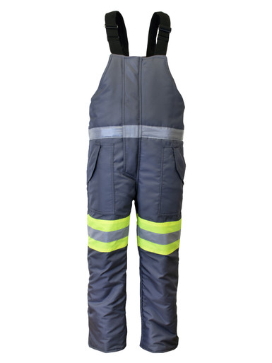 RefrigiWear Freezer Edge® Bib Overalls | Lime/Gray | Fit: Big & Tall | 100% Polyester | S