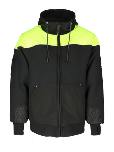 RefrigiWear Freezer Edge® Hooded Sweatshirt | Black/Lime | Fit: Big & Tall | Ragg Wool/Polyester/Fleece | S