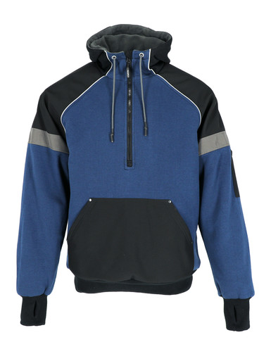 RefrigiWear Frostline® Sweatshirt | Lightweight | Black/Blue | Fit: Big & Tall | Ragg Wool/Polyester/Fleece | L