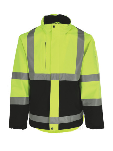 RefrigiWear HiVis 3-in-1 Rainwear Jacket | Waterproof | Lime/Black | Fit: Big & Tall | 100% Polyester | XL