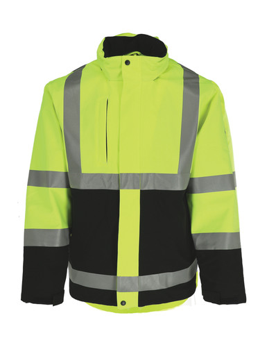RefrigiWear HiVis 3-in-1 Rainwear Jacket Waterproof Lime/Black Fit: Big & Tall XL