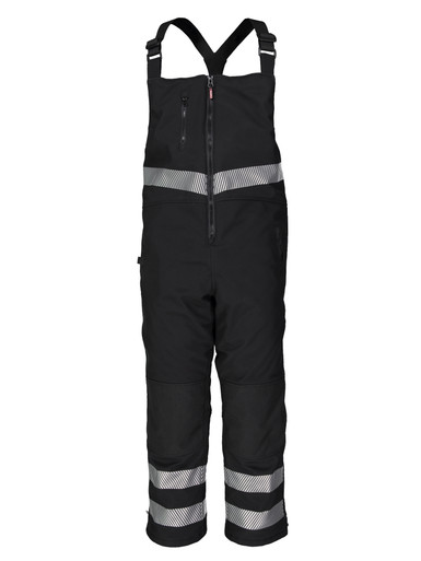 RefrigiWear Insulated Softshell Enhanced Visibility Bib Overalls | Lightweight | Black | Fit: Big & Tall | 100% Polyester | S