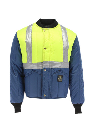 RefrigiWear HiVis Cooler Wear Jacket Lightweight Lime/Navy Fit: Big & Tall M