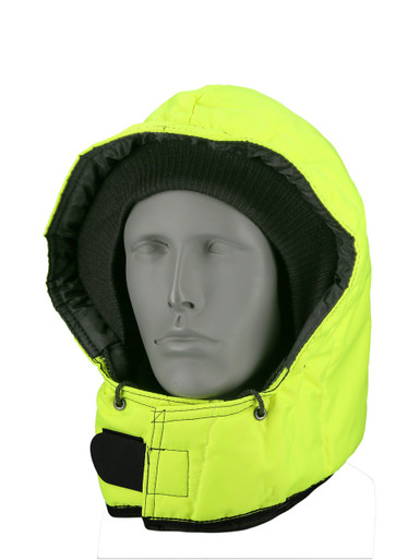 RefrigiWear HiVis Iron-Tuff® Snap-On Hood | Lime | Ragg Wool/Nylon | One-Size