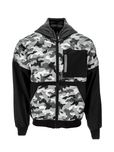 RefrigiWear Camo Diamond Quilted Hooded Jacket | Lightweight | Black Camo | Ragg Wool/Polyester | 2XL