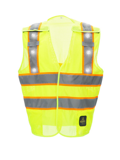 RefrigiWear HiVis Safety Vest with LED Lights | Lime | Fit: Big & Tall | Ragg Wool | L