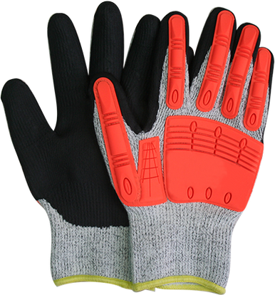 RefrigiWear #346 Hi-Vis TPR Impact Pro Knit Glove (Pair) | Gray/Orange | Ragg Wool/Polyester/Acrylic | L