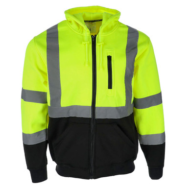 Avaska HiVis Two-Tone Hooded Full-Zip Sweatshirt | Lime/Black | 2XL