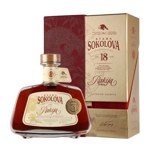 Stara Sokolova 18 Year Old Plum Brandy 700ml bottle, limited edition Serbian slivovitz