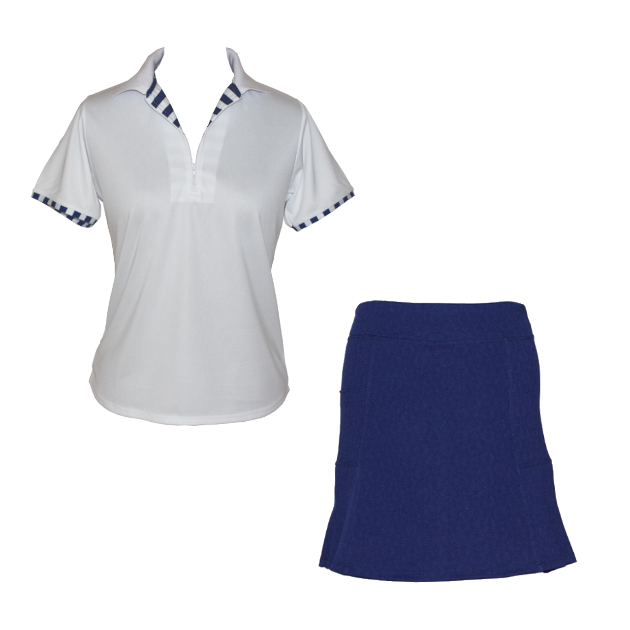 Fresh Golf Outfit in Navy White Lady Golfwear1