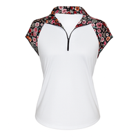 (XS, L, XXXL) Golf Top in White with Summer Bloom Print Insert
