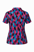 Short Sleeve Golf Top with Multi Splash Print