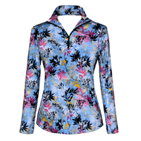 Long Sleeve Golf Top in Autumn Blue