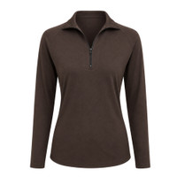 Women's Long Sleeve Golf Top in Chocolate Brown