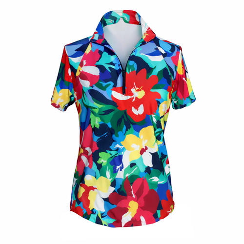 Short Sleeve Golf Top in Hibiscus Print
