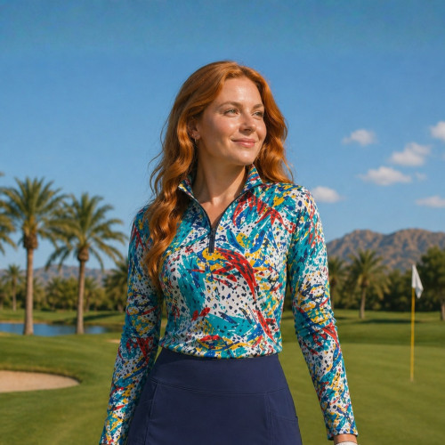 LIMITED EDITION: Long Sleeve Golf Top in Tropical Teal