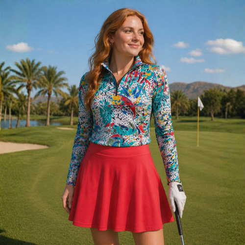 Flared Golf Skort in Red