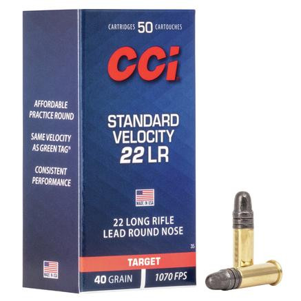CCI Standard Velocity Rimfire Ammunition .22 LR 40 gr LRN
