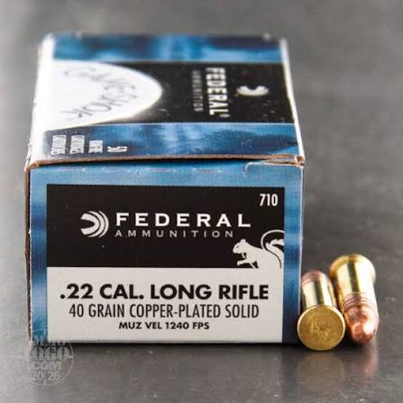 Federal .22LR 40gr Copper Plated Solid